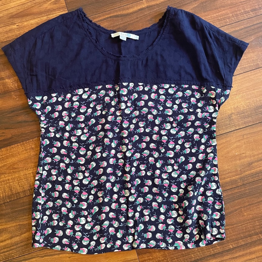 Boden HotchPotch Tee cotton viscose Floral Blue 2